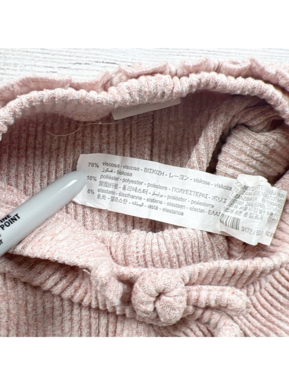 Zara Baby Girls Ribbed Pink Knit Pants Bow 12-18 Months - Picture 3 of 4